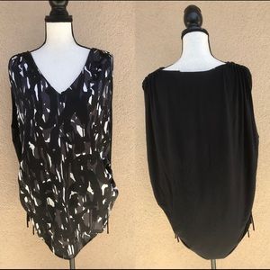 SEJOUR Women Top Shirt Blouse Sz 14W Black Gray